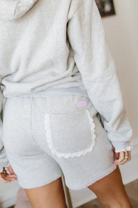 & Ave- Comfort Zone Shorts- Grey Lace