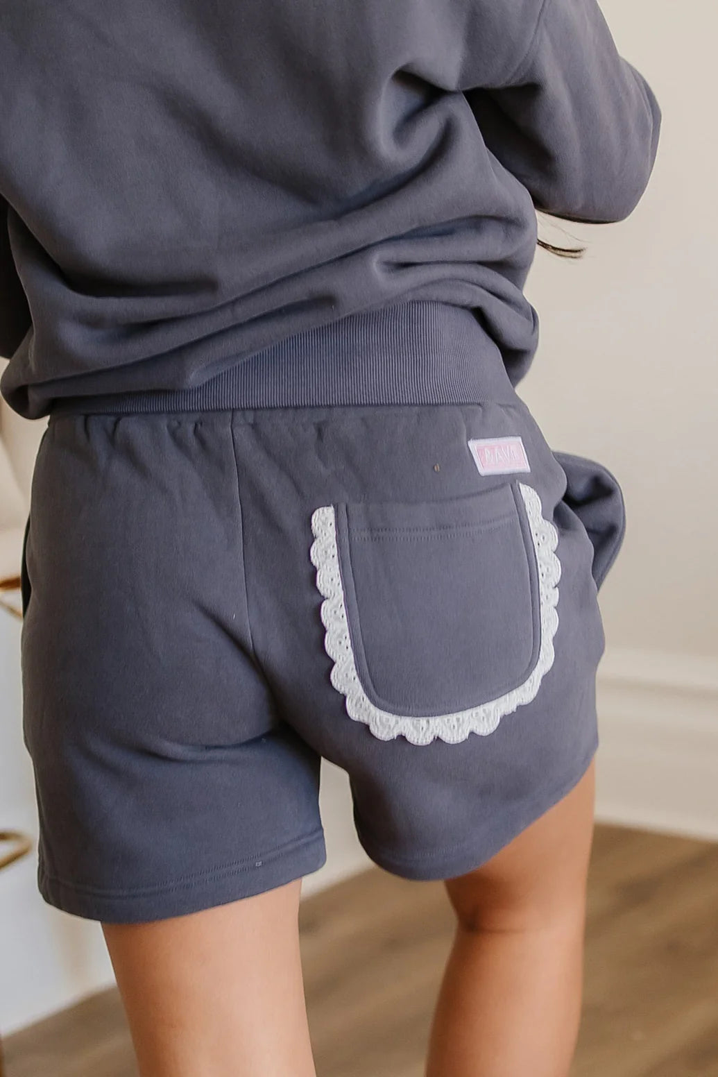 & Ave- Comfort Zone Shorts- Charcoal Lace-3XL left FINAL SALE