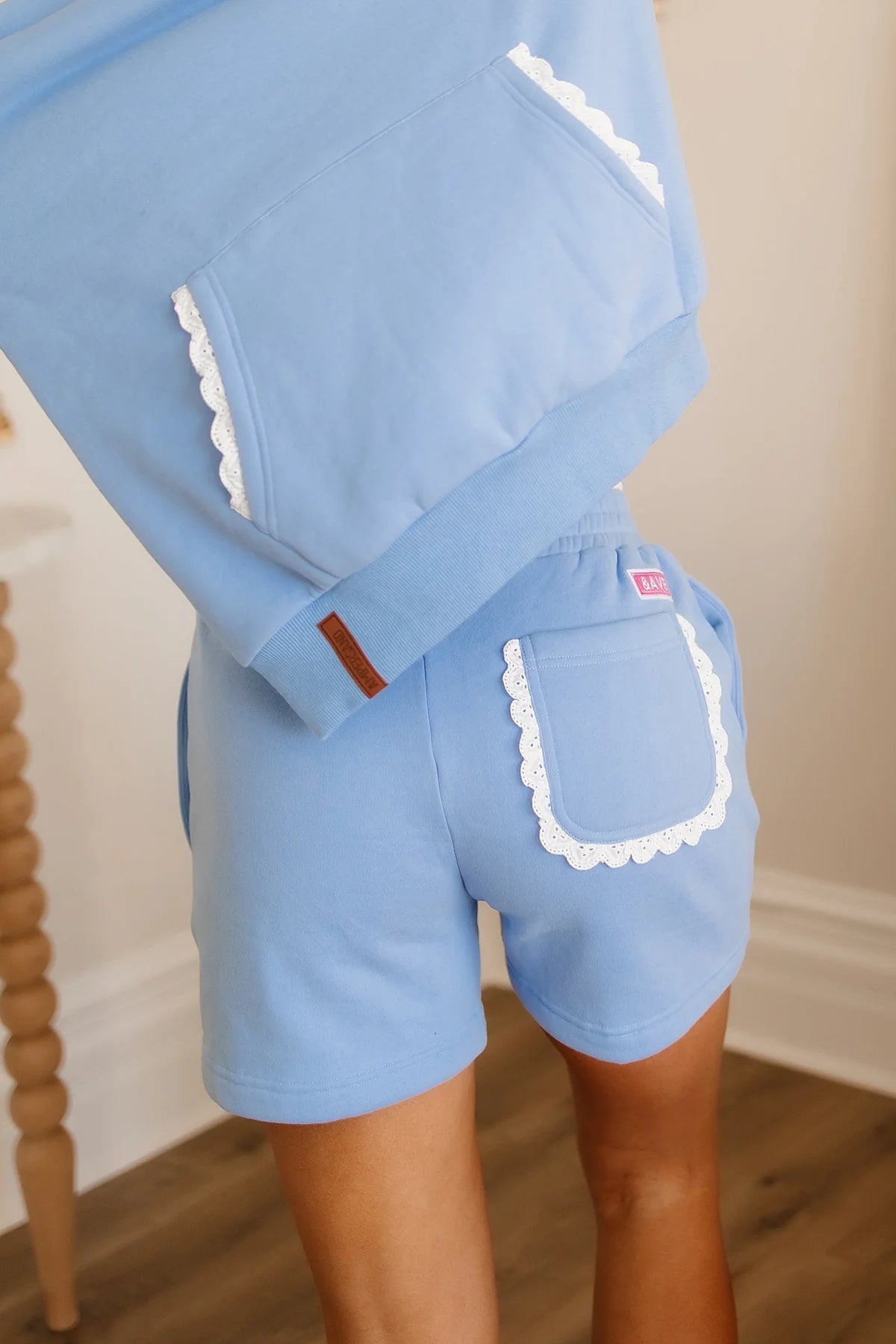 & Ave- Comfort Zone Shorts- Blue Lace- FINAL SALE