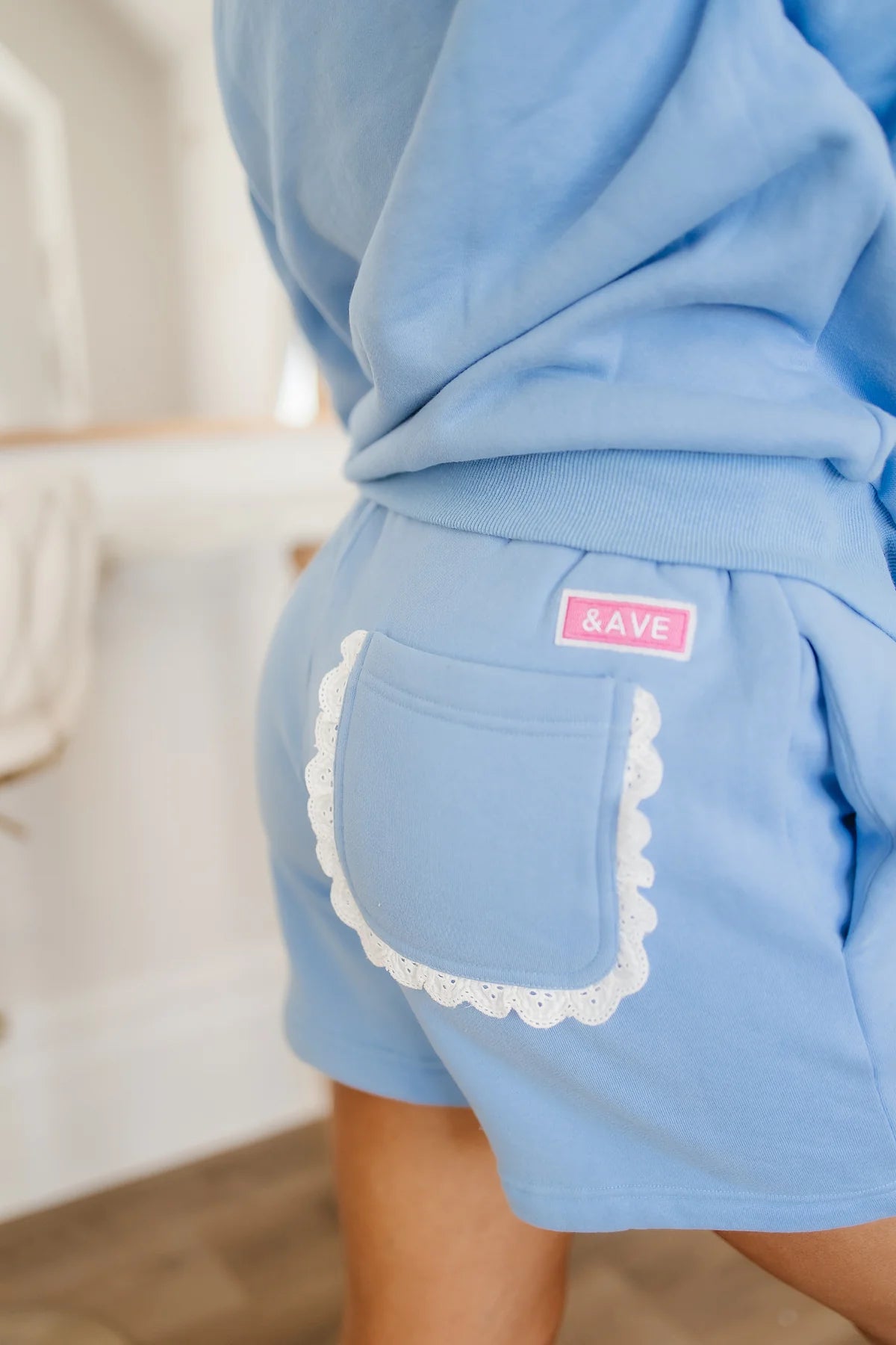 & Ave- Comfort Zone Shorts- Blue Lace- FINAL SALE