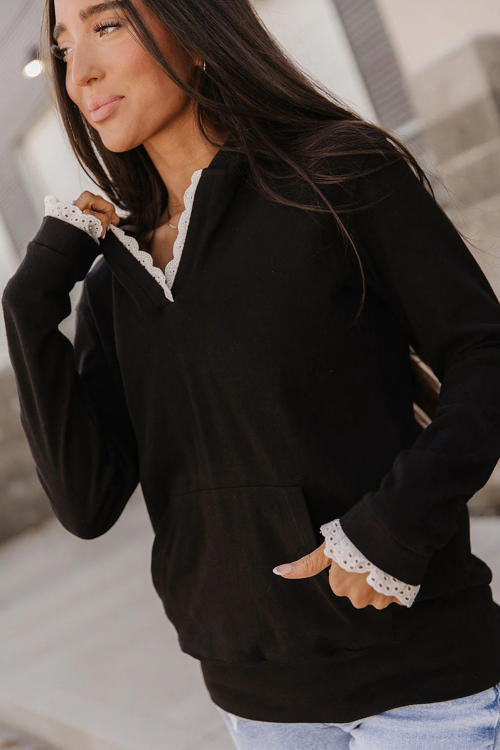 & Ave- Henley Hoody- Midnight Lace
