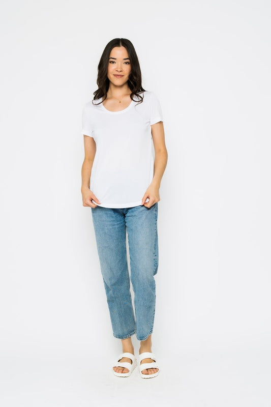 Orb- Gemma Scoop Tee- White-S & 2XL left- FINAL SALE