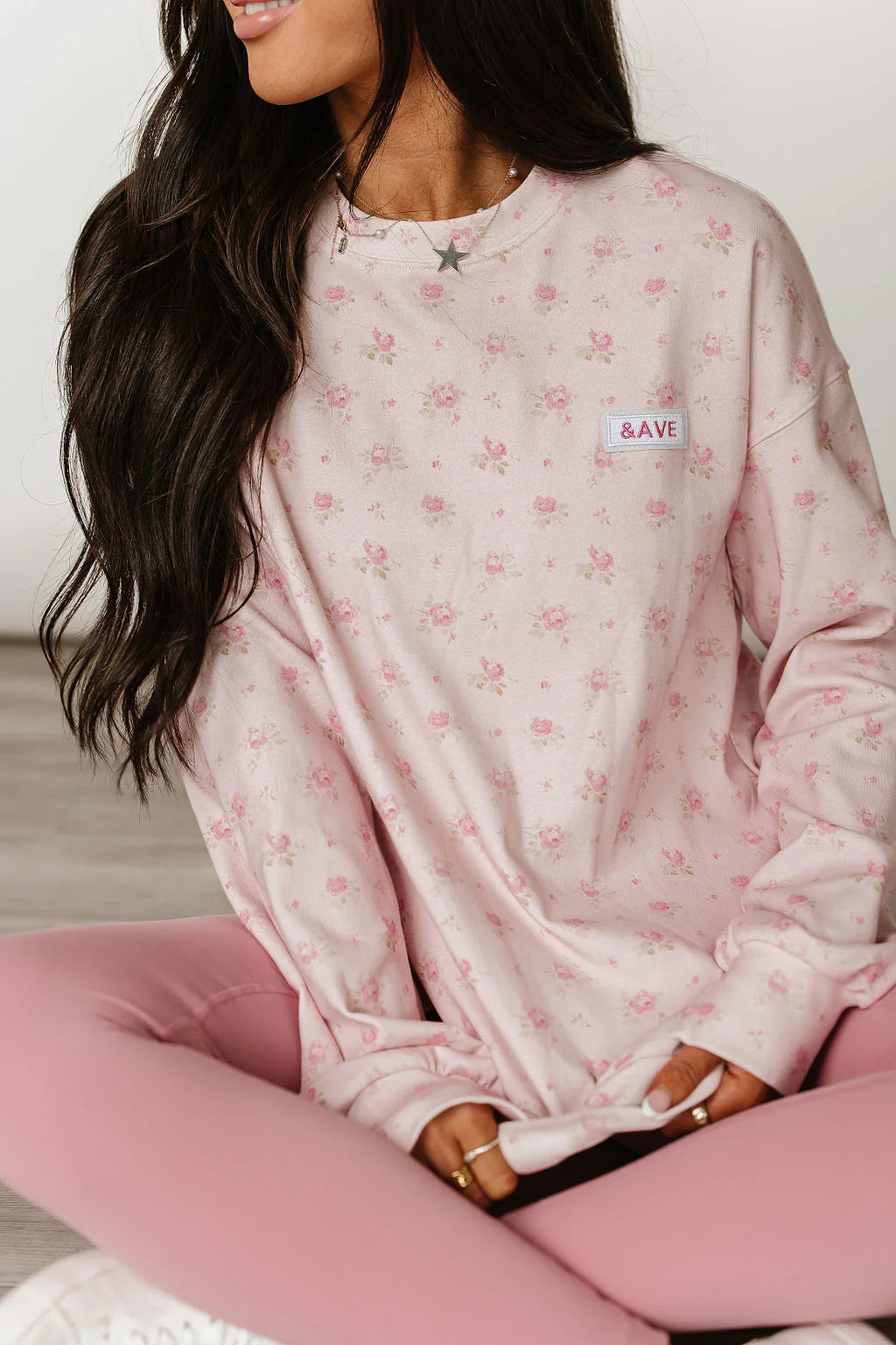 & Ave- University SideSlit Pull Over- Tea Rose