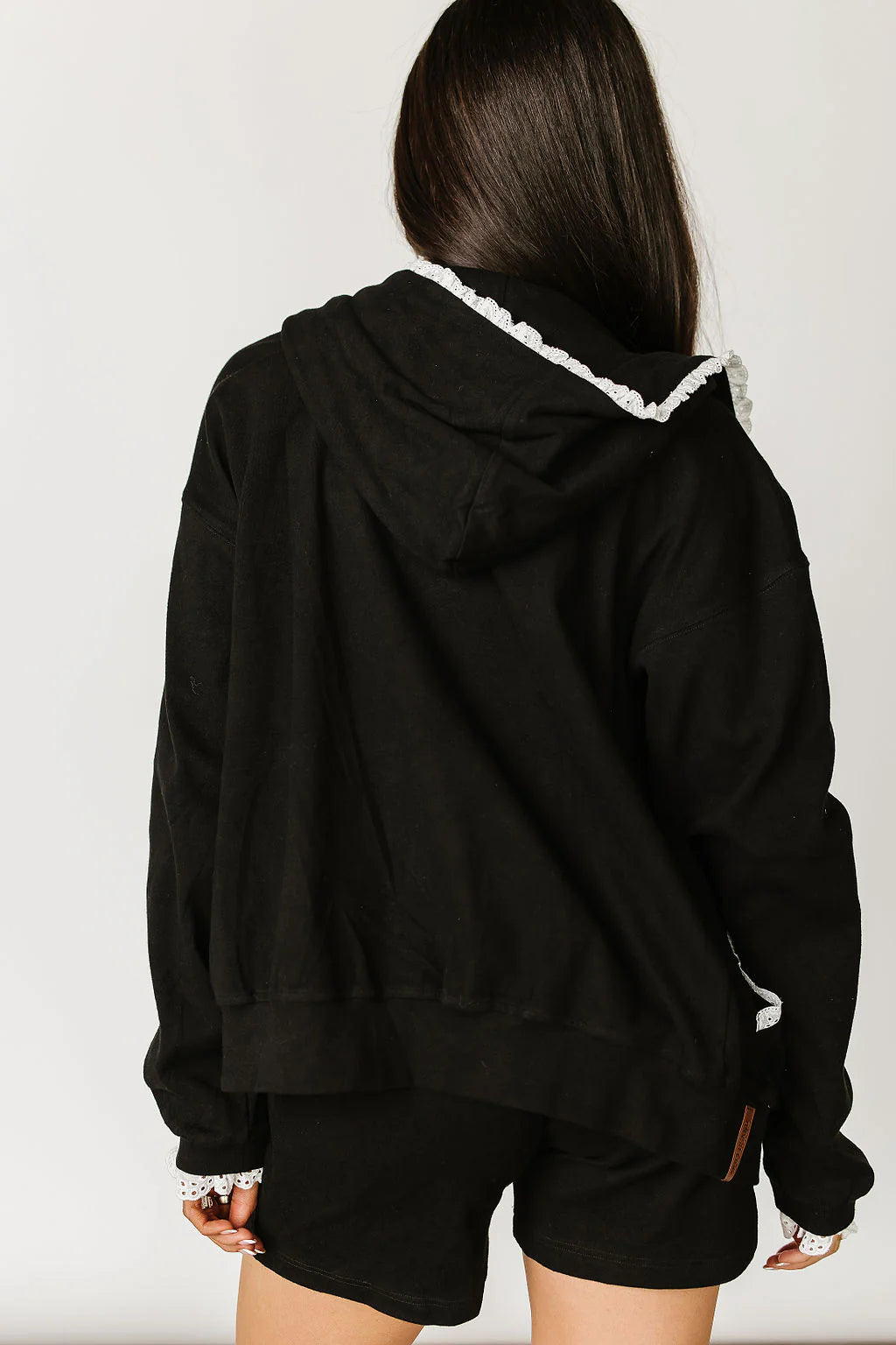 & Ave- University Fullzip Hoody- Black Lace