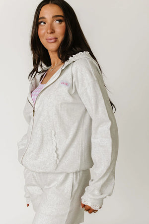 & Ave- University Fullzip Hoody- Grey Lace
