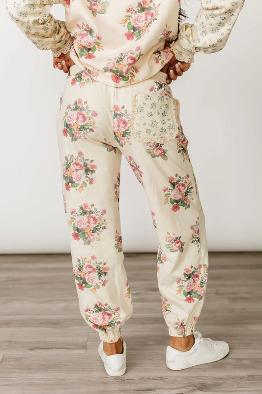 & Ave- Lace Pocket Joggers- Golden Hour Garden