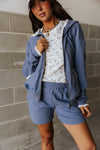 & Ave- University Fullzip Hoody- Forget Me Not