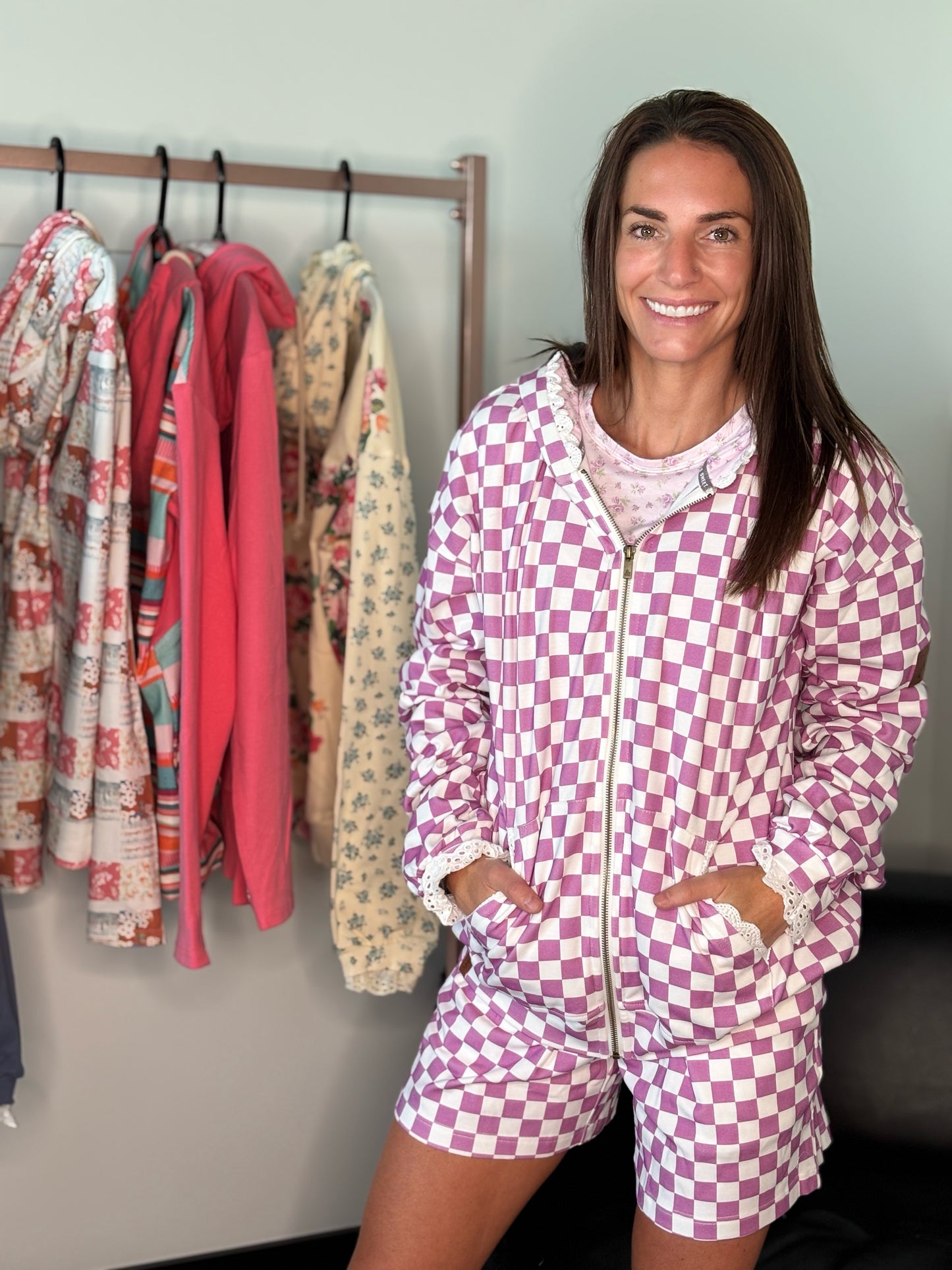 & Ave- Lace Pocket Shorts- Lavender Daydream