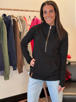 & Ave- HalfZip Sweatshirt- Midnight Rose-XL left