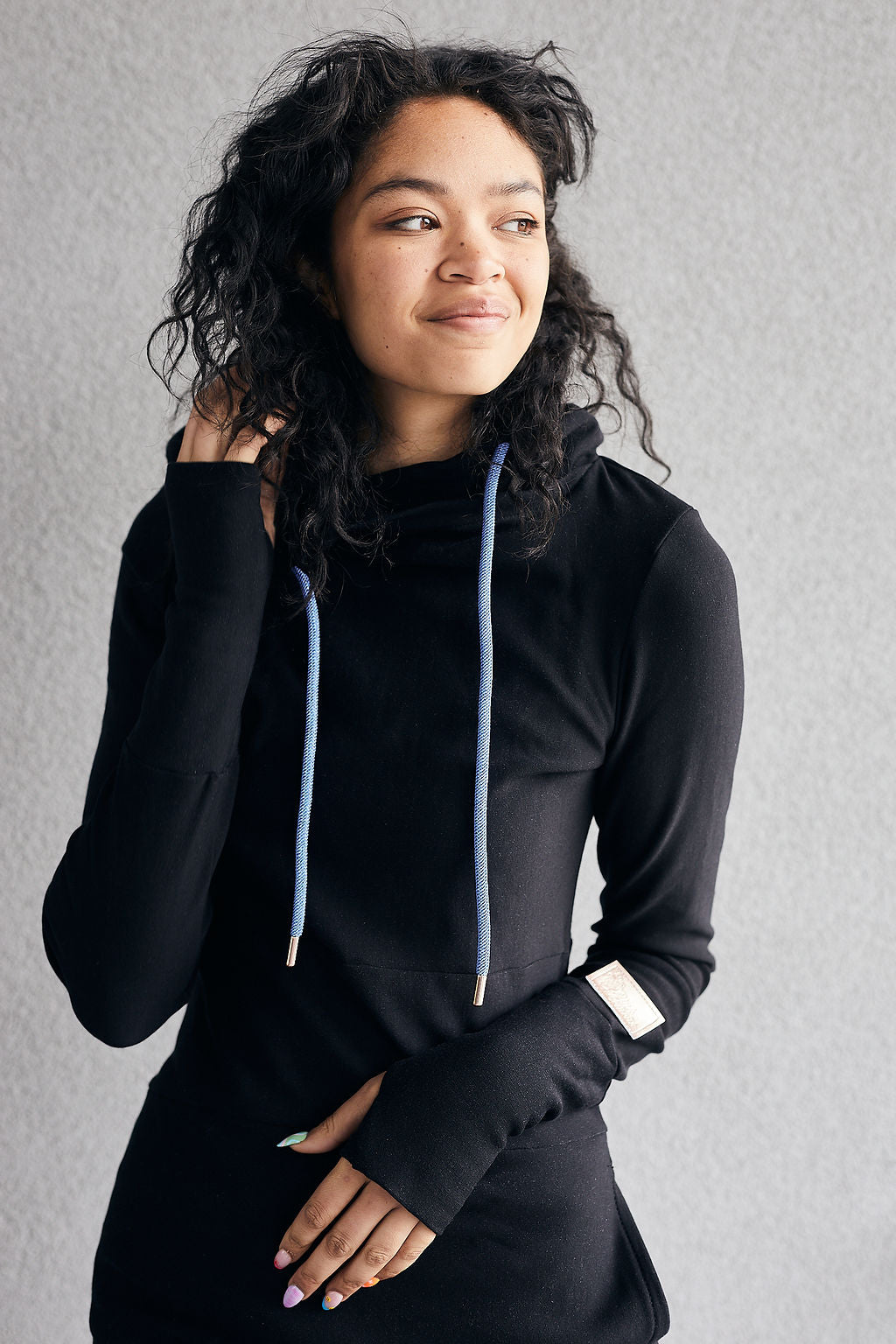 Pink Cement- Hoody- Black with Blue
