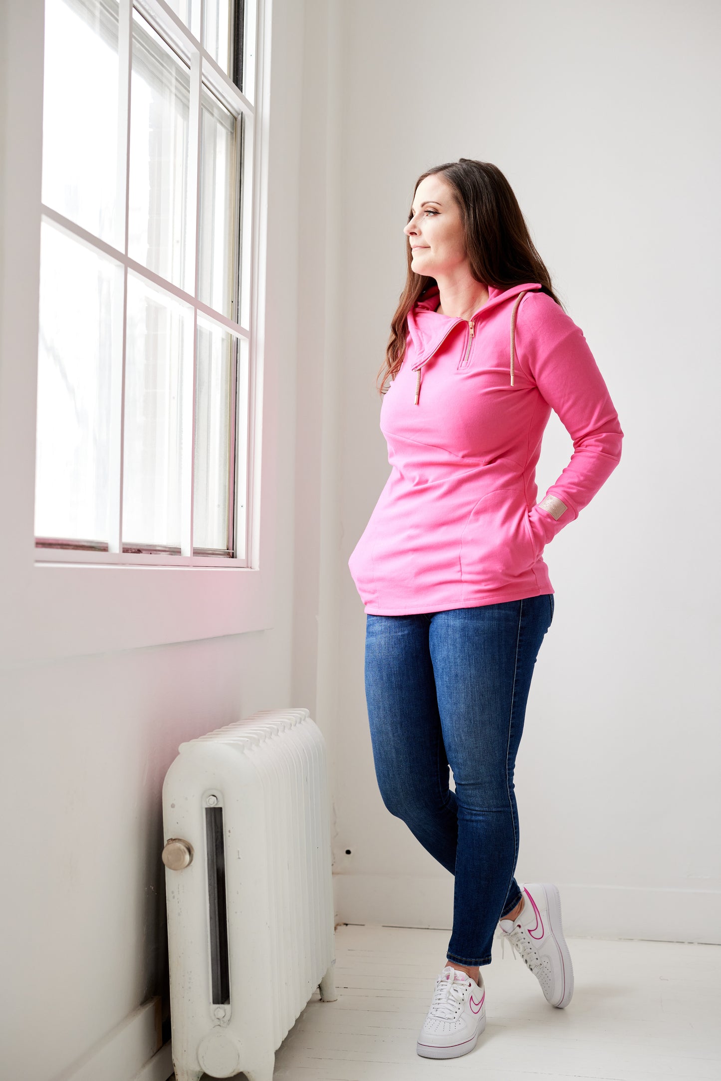 Pink Cement- 1/4 Zip- Fandango Pink with Rose Gold