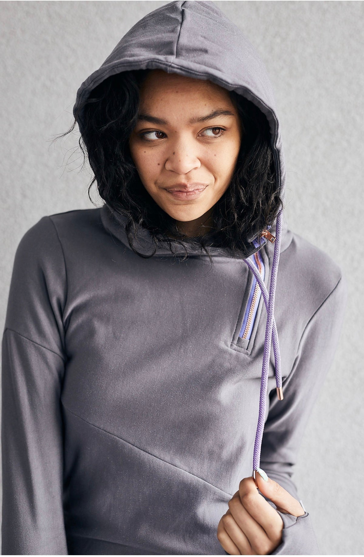 Pink Cement- 1/4 Zip- Grey with Purple- FINAL SALE