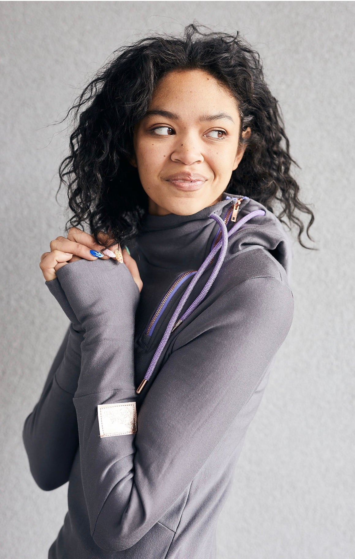 Pink Cement- 1/4 Zip- Grey with Purple- FINAL SALE