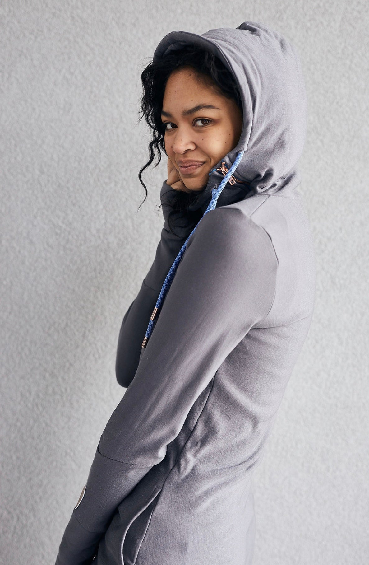 Pink Cement- 1/4 Zip- Grey with Blue- FINAL SALE