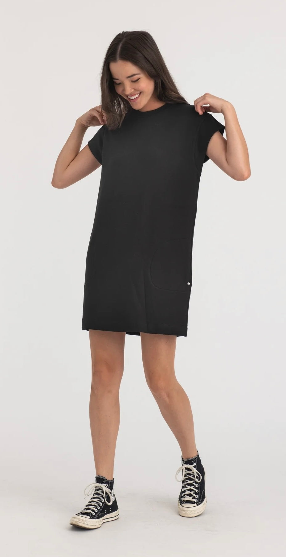 Orb- Shea- Supersoft Sweatfleece Dress- Black-L & 2XL left