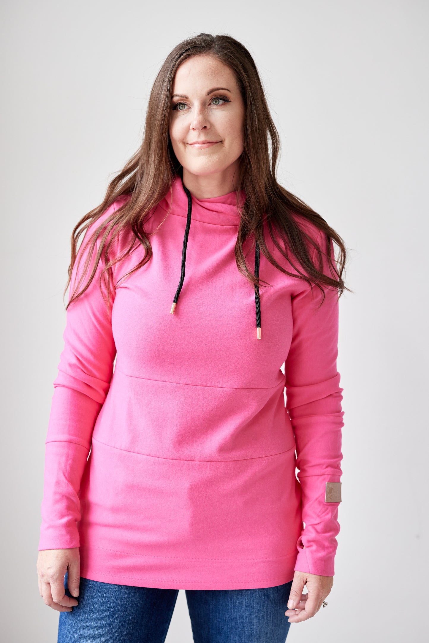 Pink Cement- Hoody- Fandango Pink with Black