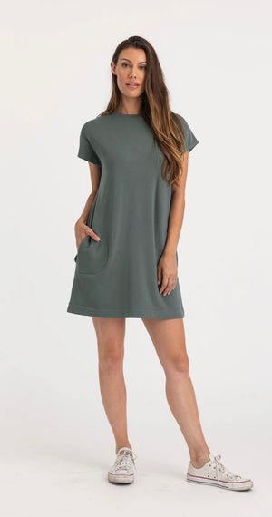 Orb- Shea- Supersoft Sweatfleece Dress- Agave Green