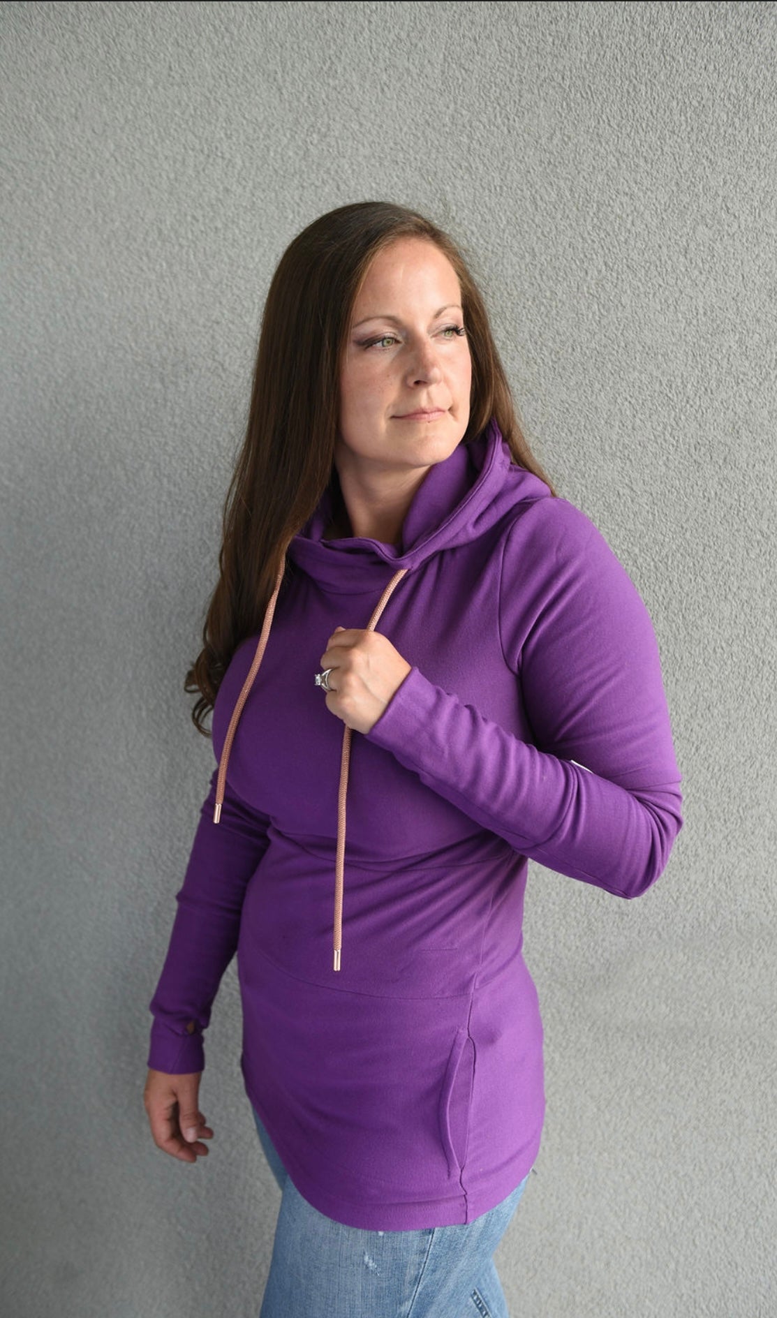 Pink Cement- Hoody- Deep Purple with Rose Gold