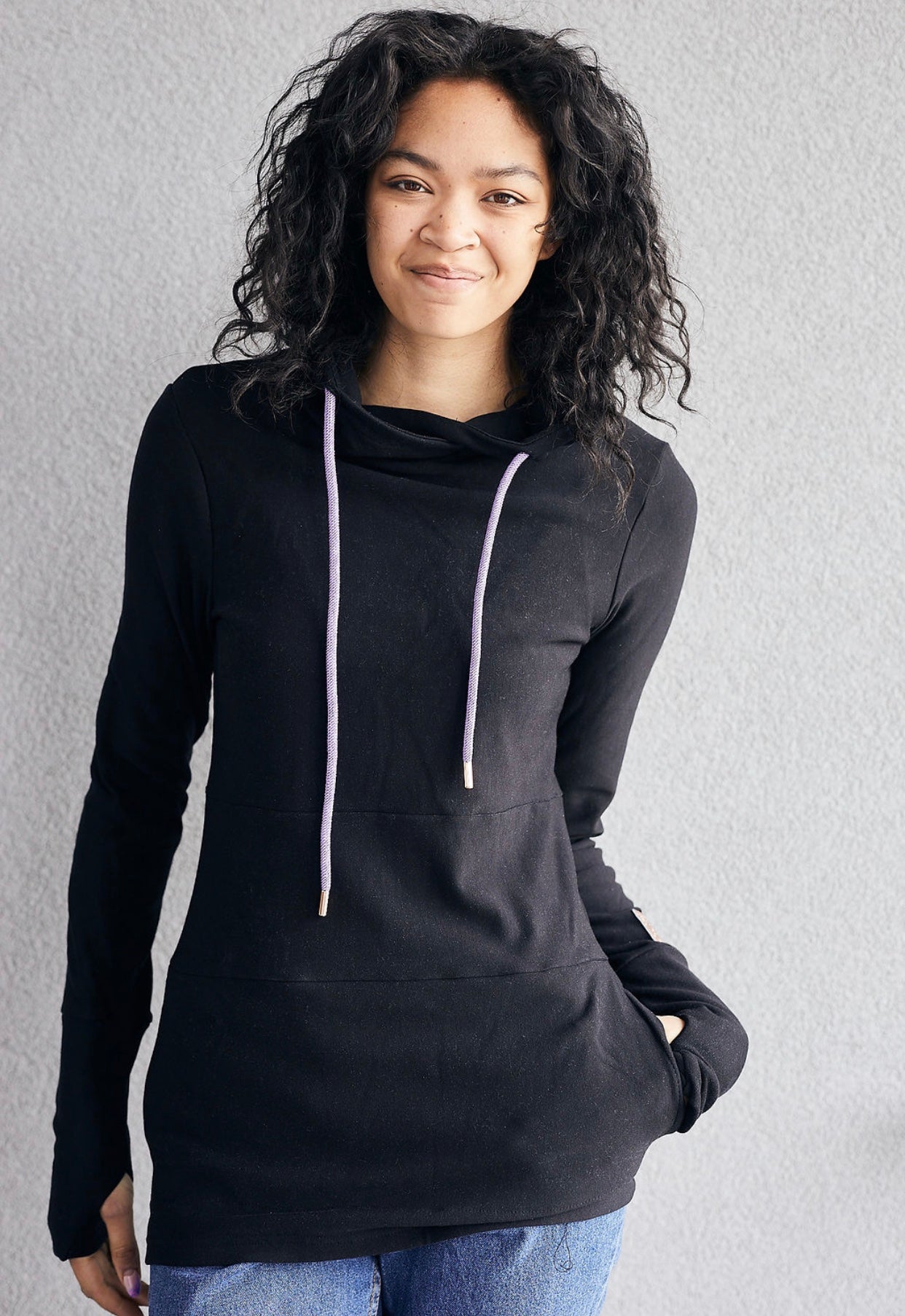 Pink Cement- Hoody- Black with Purple