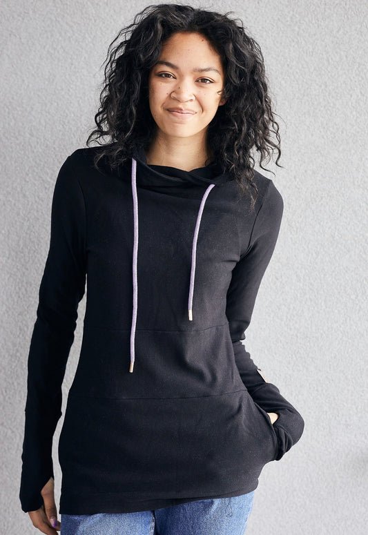 Pink Cement- Hoody- Black with Purple