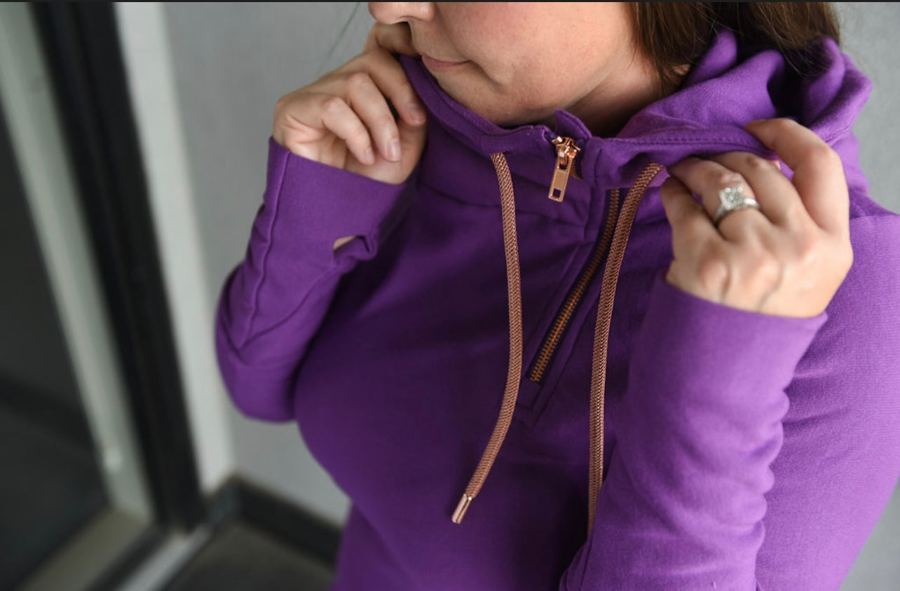 Pink Cement- 1/4 Zip- Deep Purple with Rose Gold-FINAL SALE