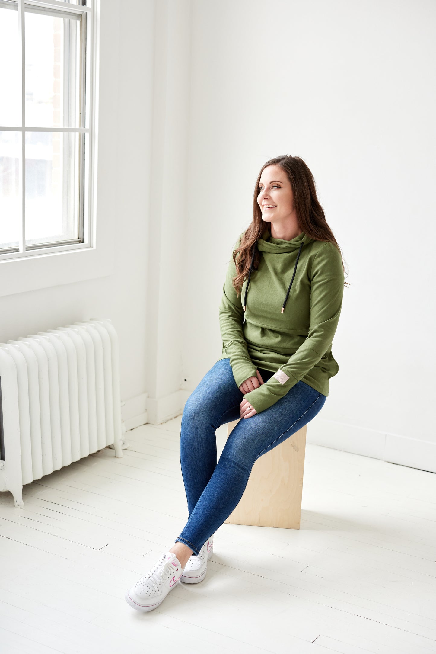 Pink Cement- Hoody- Moss with Black