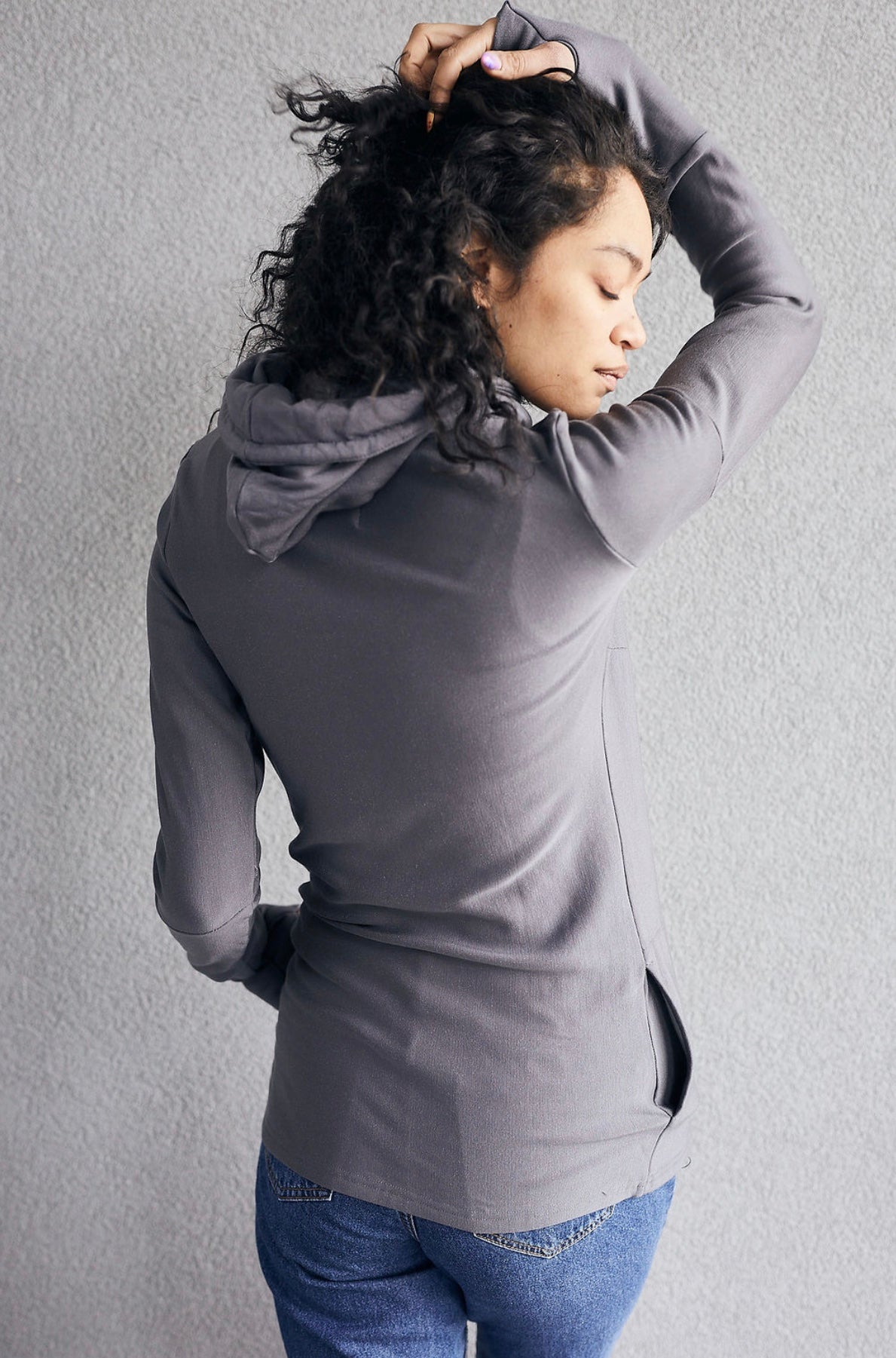 Pink Cement- 1/4 Zip- Grey with Blue- FINAL SALE