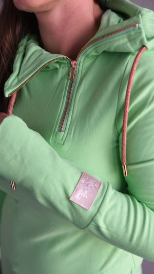Pink Cement- 1/4 Zip- Lime with Rose Gold