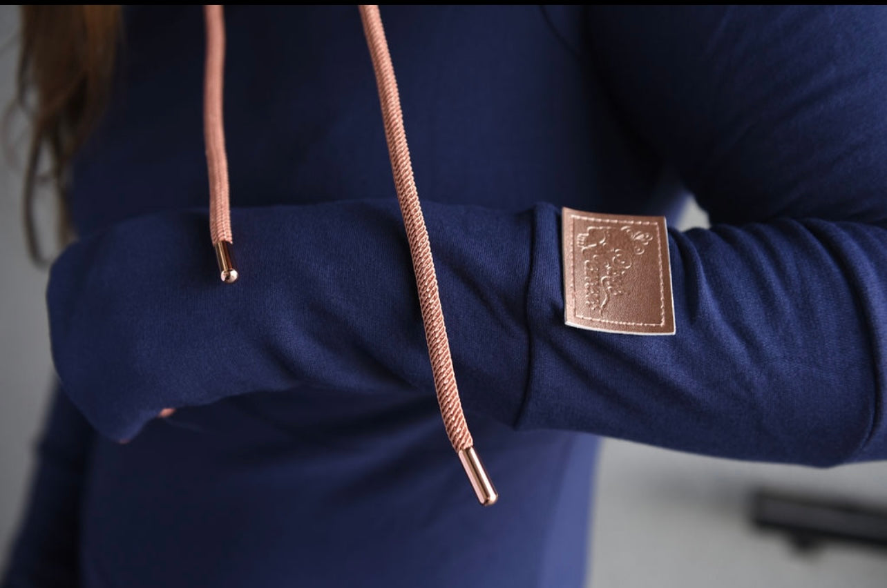 Pink Cement- Hoody- Navy Blue with Rose Gold