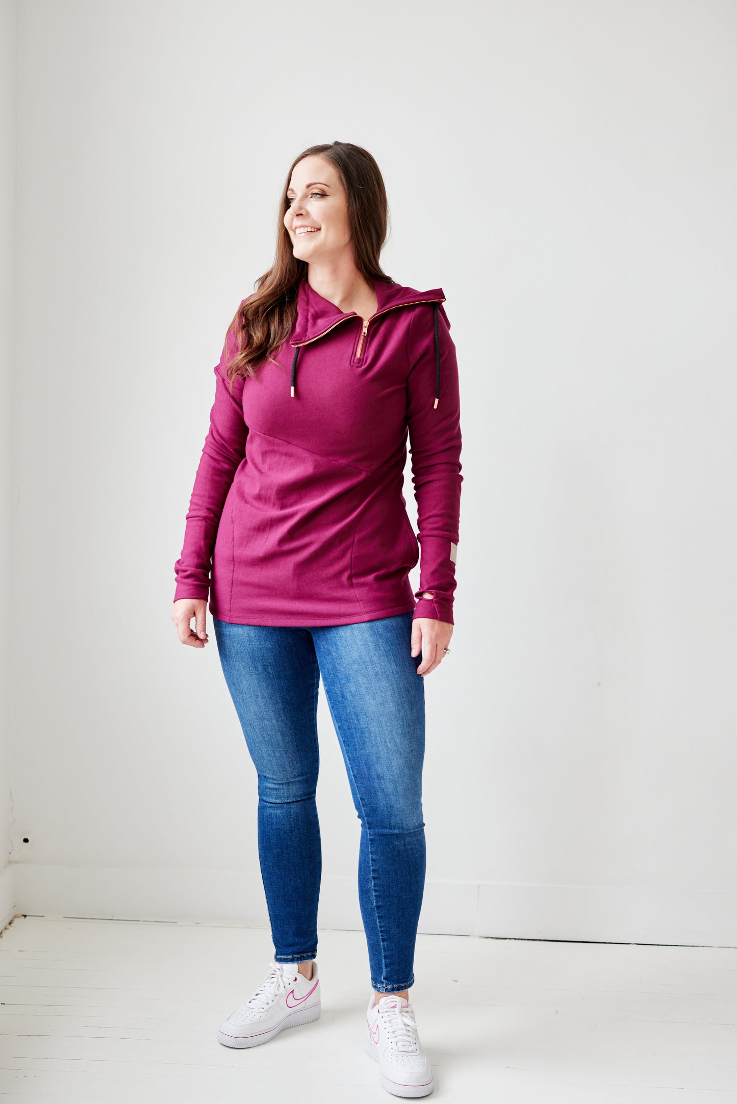 Pink Cement- 1/4 Zip- Merlot with Black