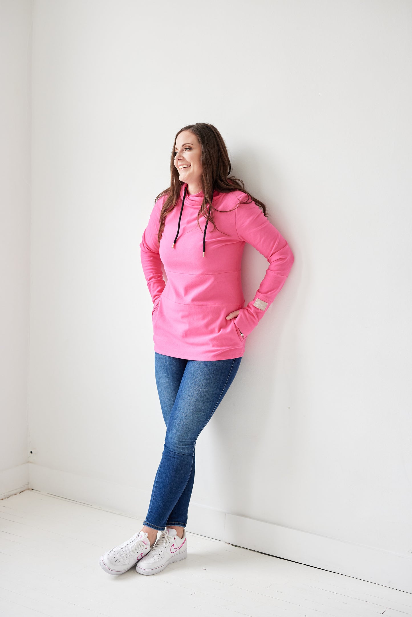Pink Cement- Hoody- Fandango Pink with Black