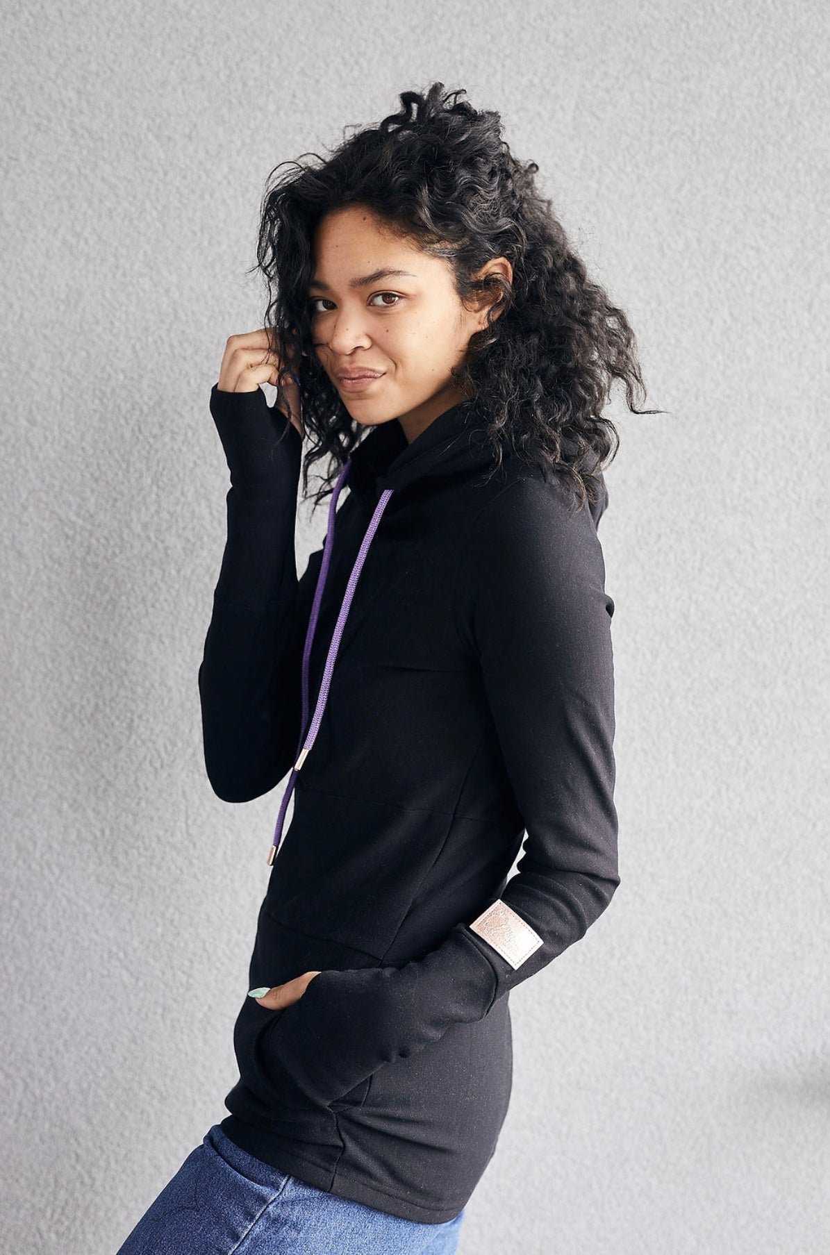 Pink Cement- Hoody- Black with Purple
