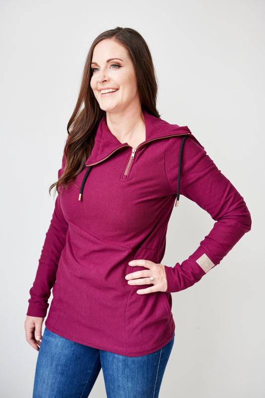 Pink Cement- 1/4 Zip- Merlot with Black