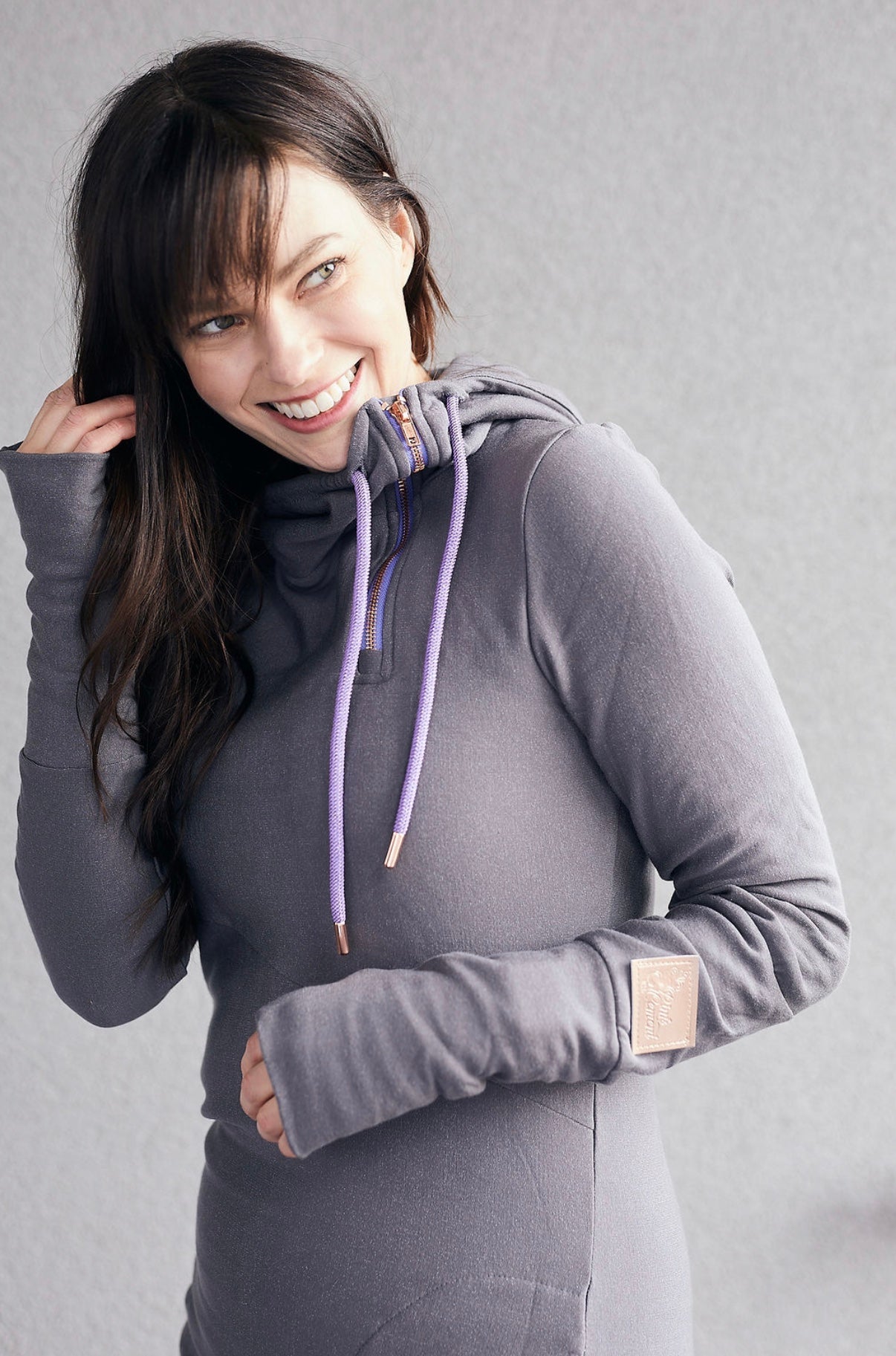 Pink Cement- 1/4 Zip- Grey with Purple- FINAL SALE