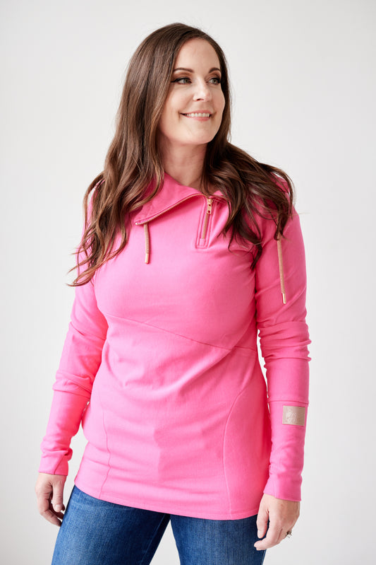 Pink Cement- 1/4 Zip- Fandango Pink with Rose Gold