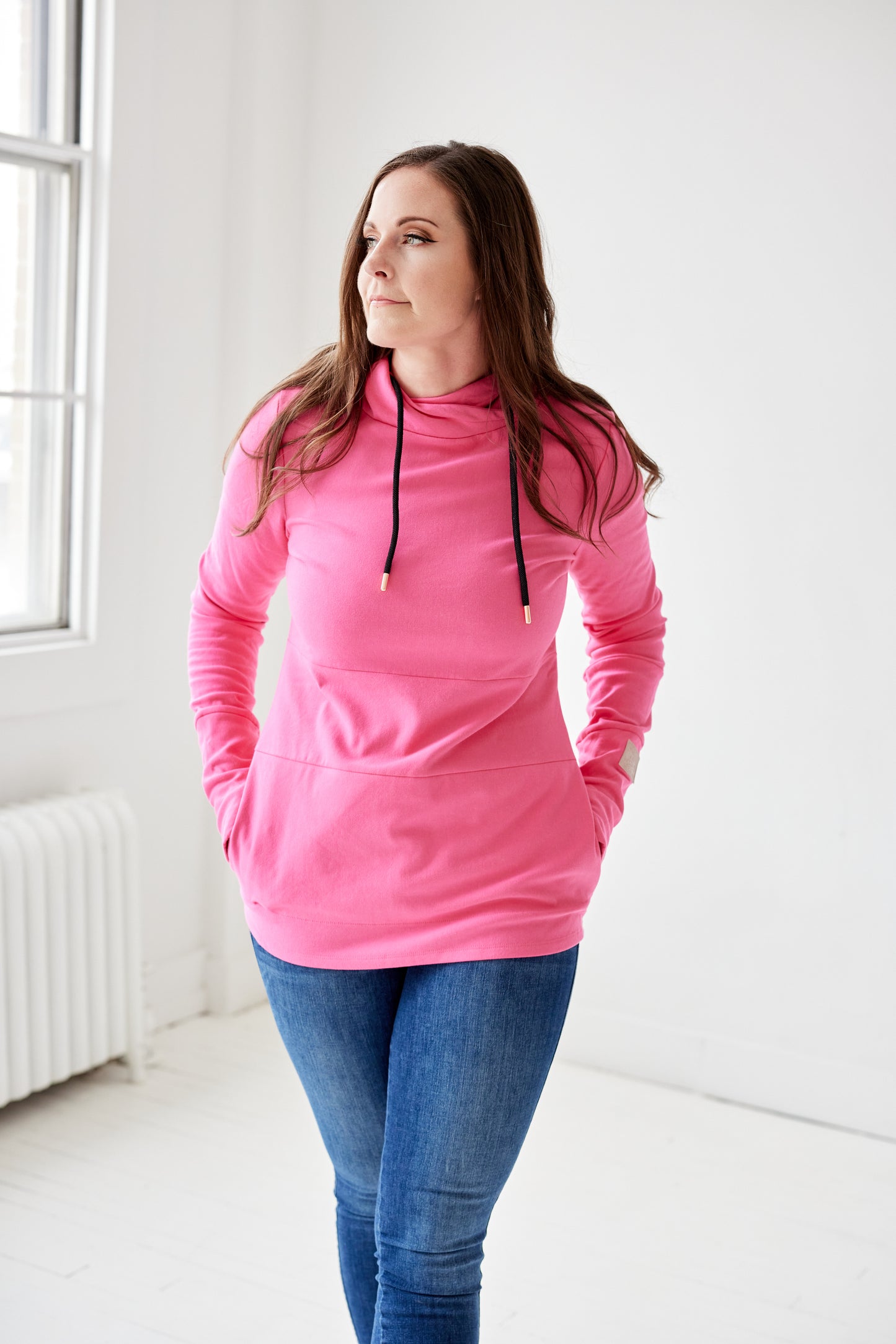 Pink Cement- Hoody- Fandango Pink with Black