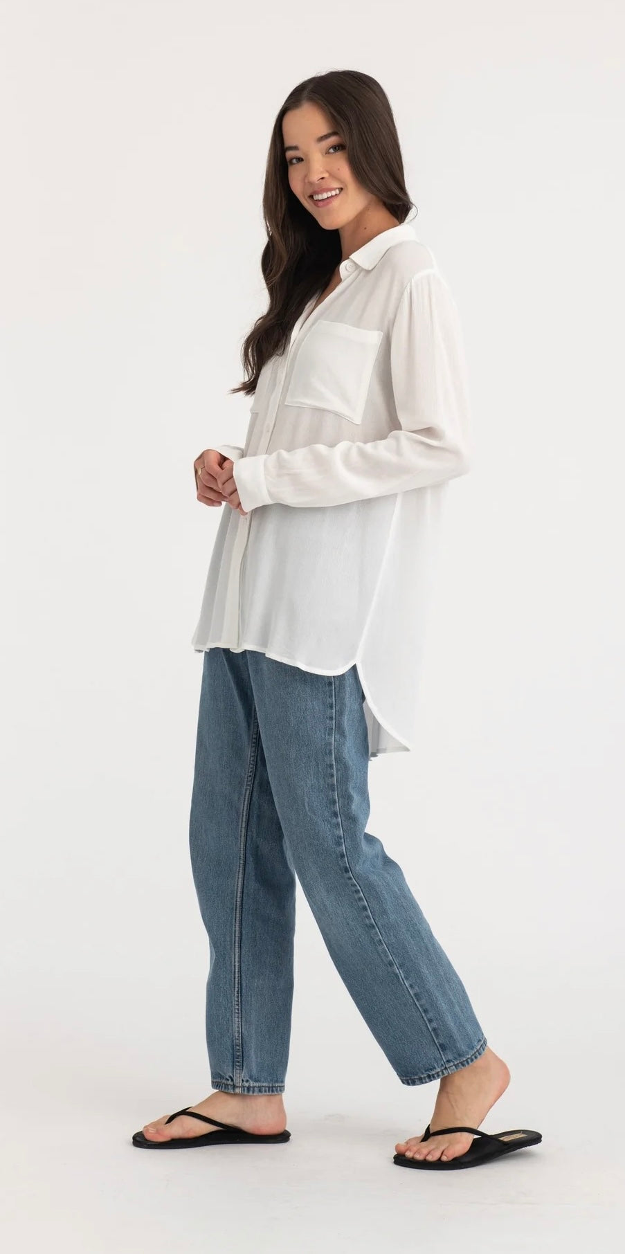 Orb- Bailey- Oversized Button Up- White
