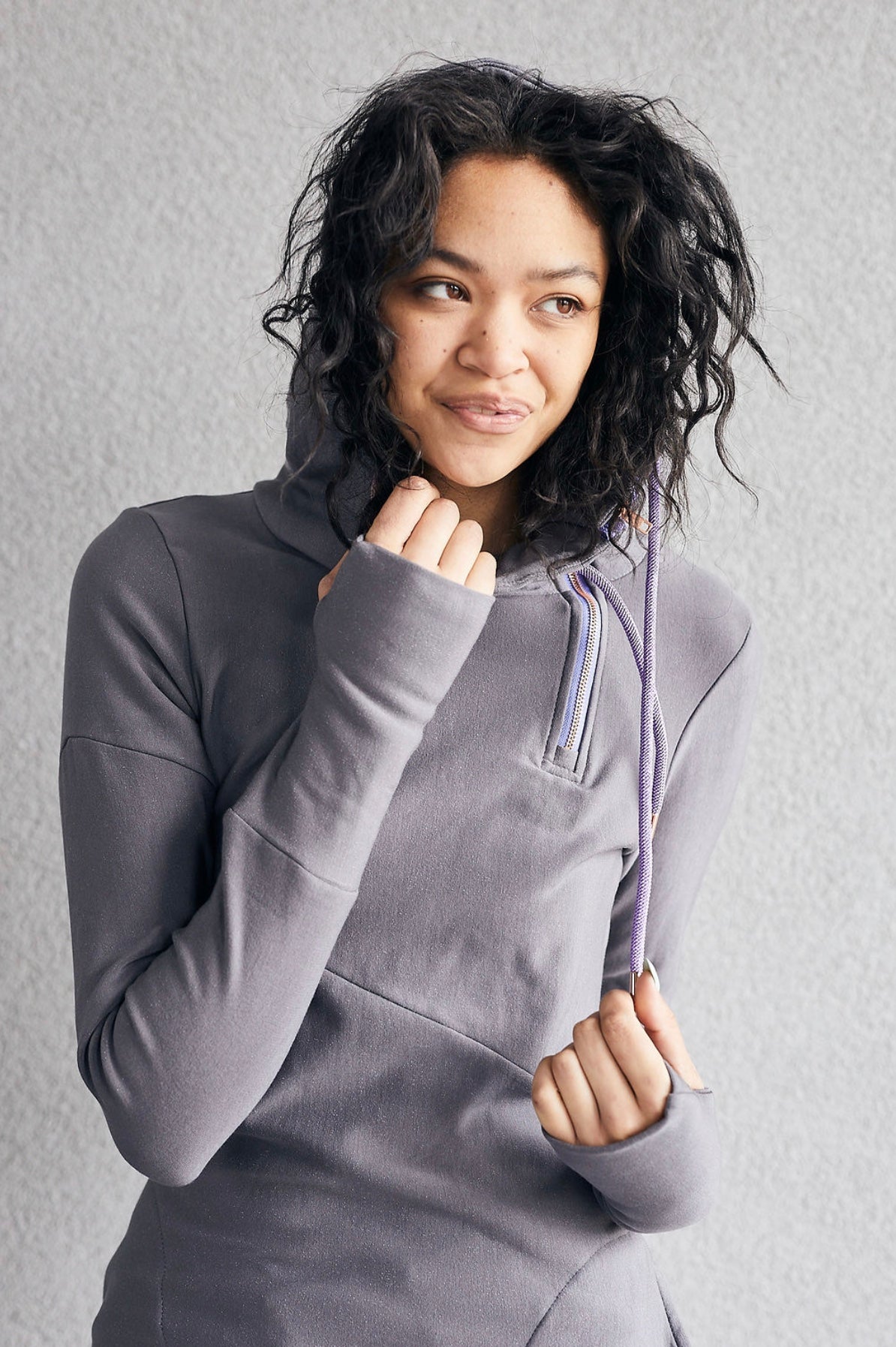 Pink Cement- 1/4 Zip- Grey with Purple- FINAL SALE