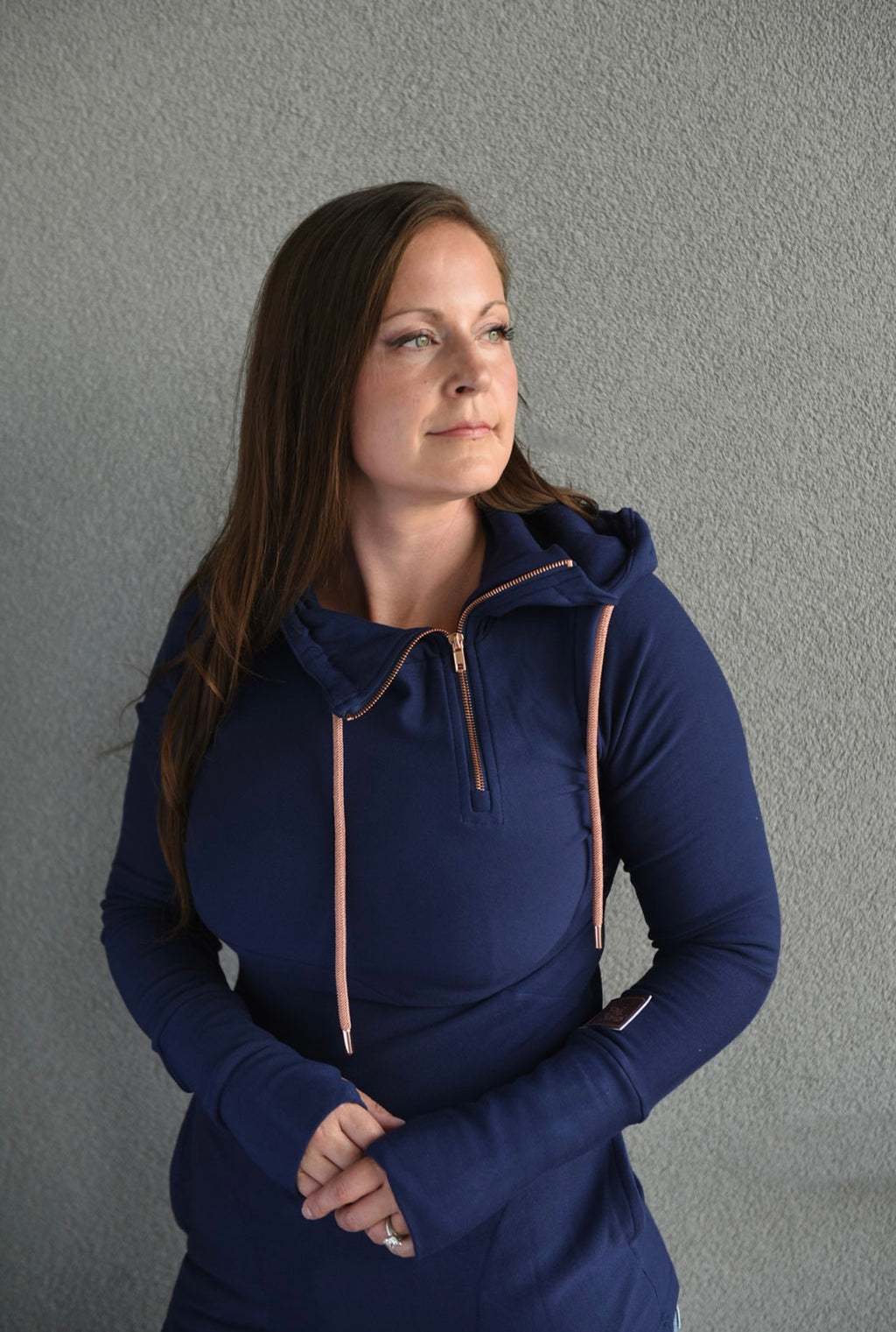 Pink Cement- 1/4 Zip- Navy Blue with Rose Gold