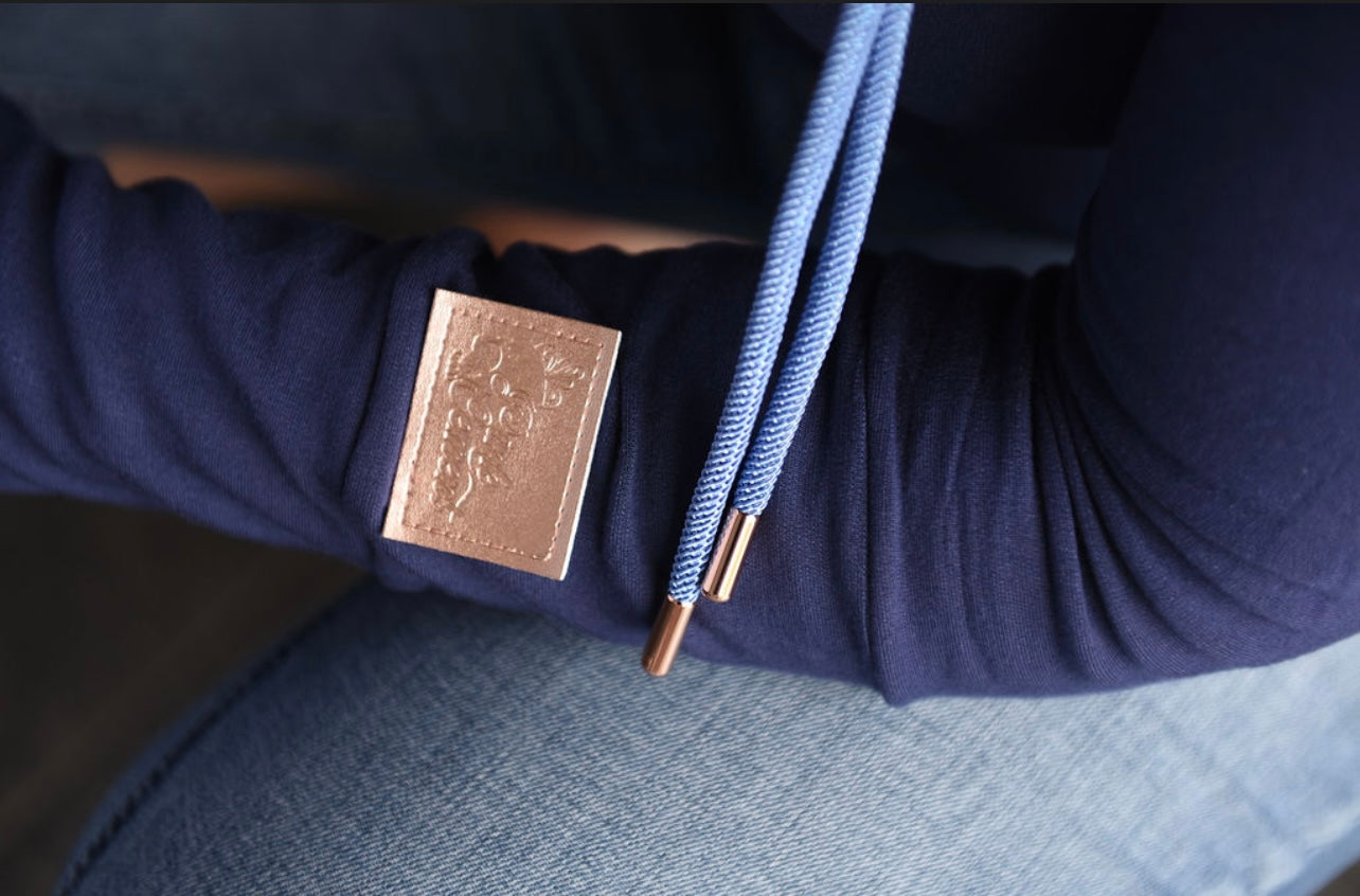 Pink Cement- Hoody- Navy Blue with Blue