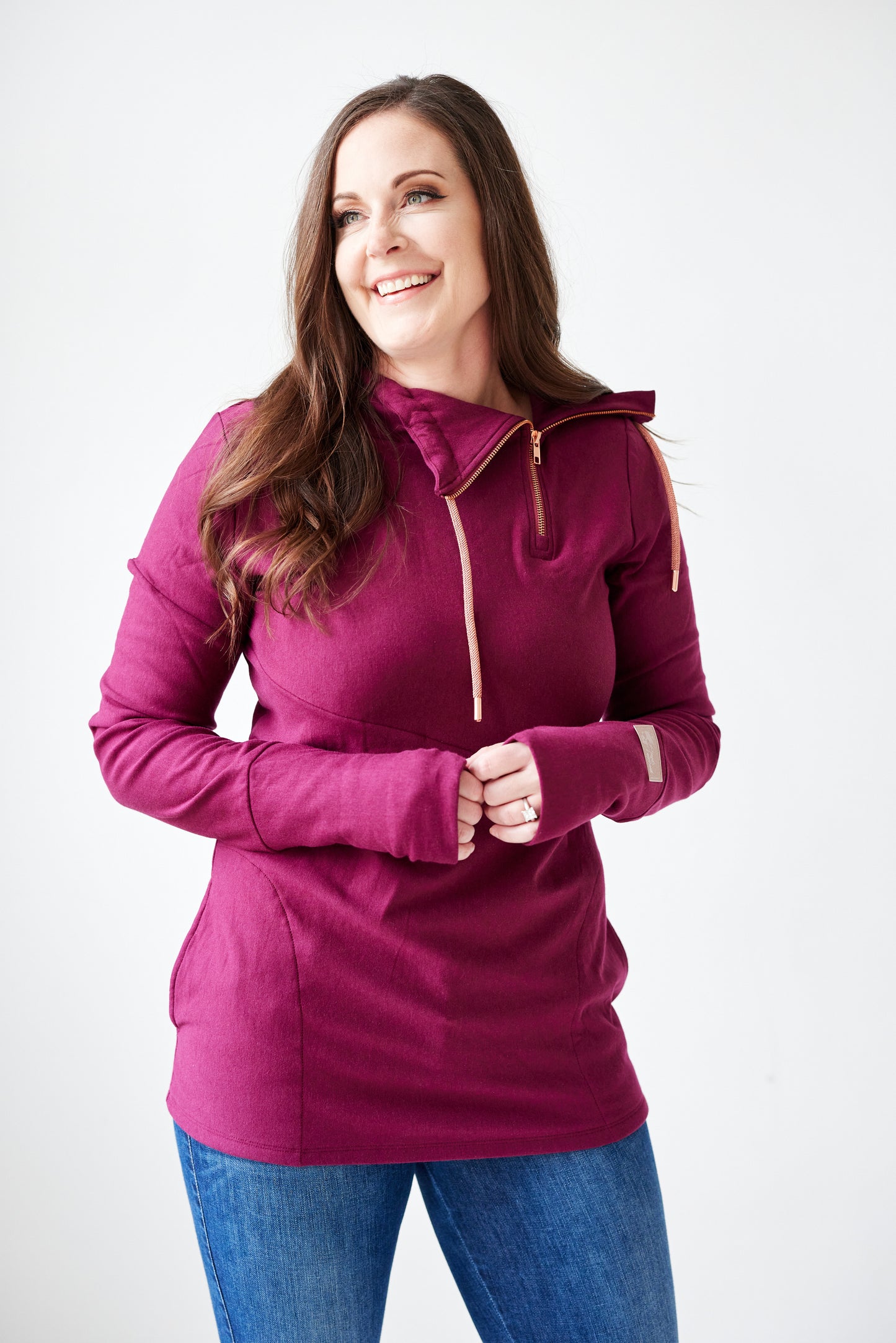 Pink Cement- 1/4 Zip- Merlot with Rose Gold