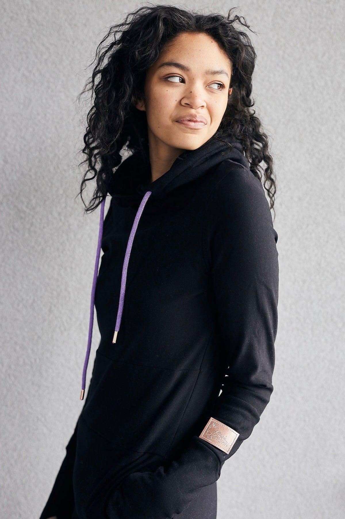 Pink Cement- Hoody- Black with Purple