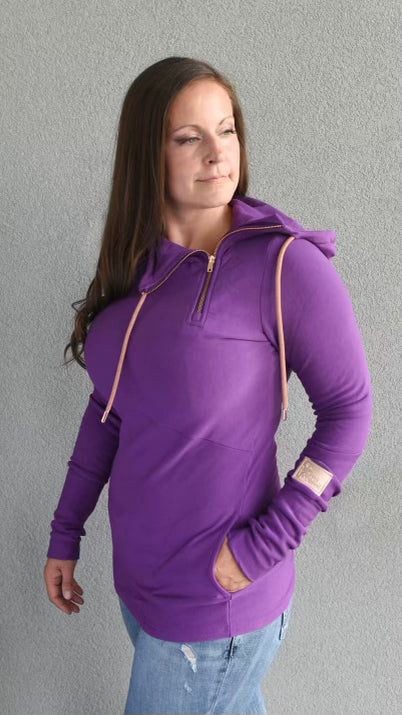 Pink Cement- 1/4 Zip- Deep Purple with Rose Gold-FINAL SALE