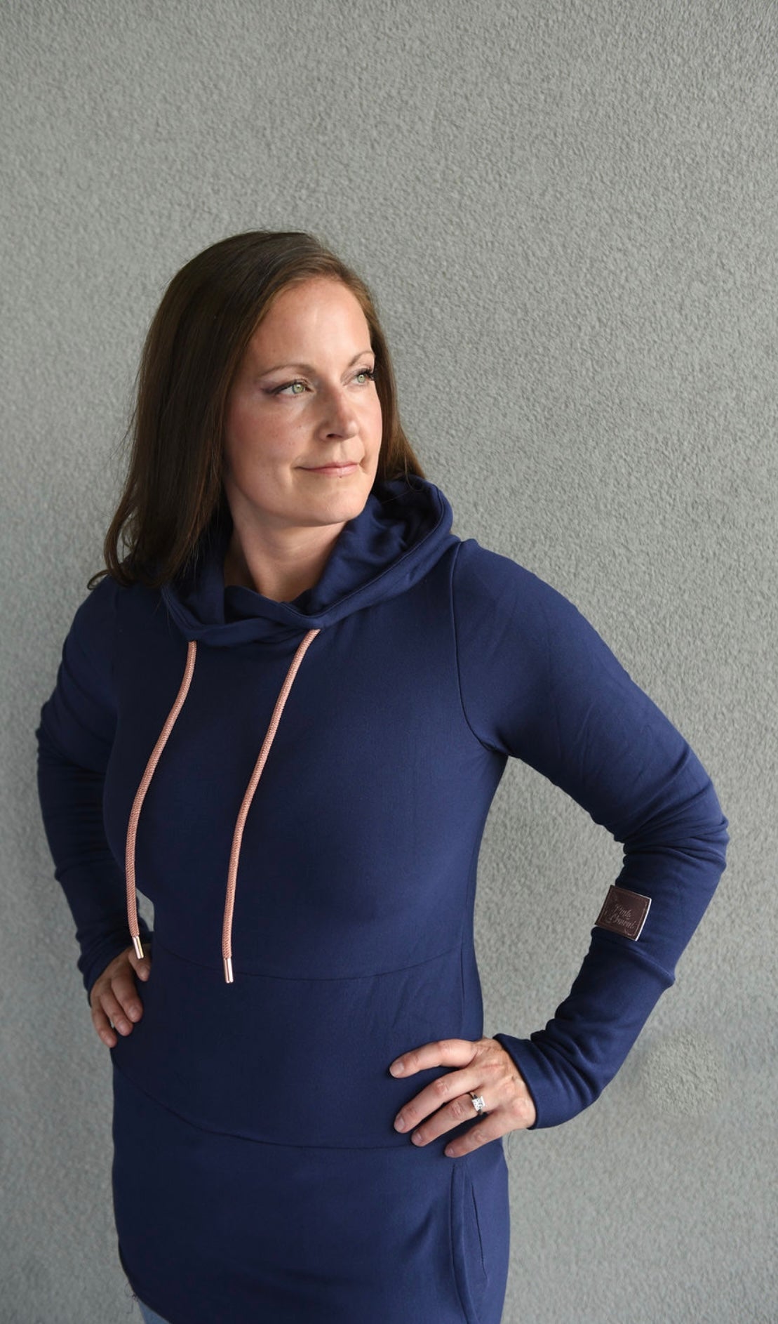 Pink Cement- Hoody- Navy Blue with Rose Gold