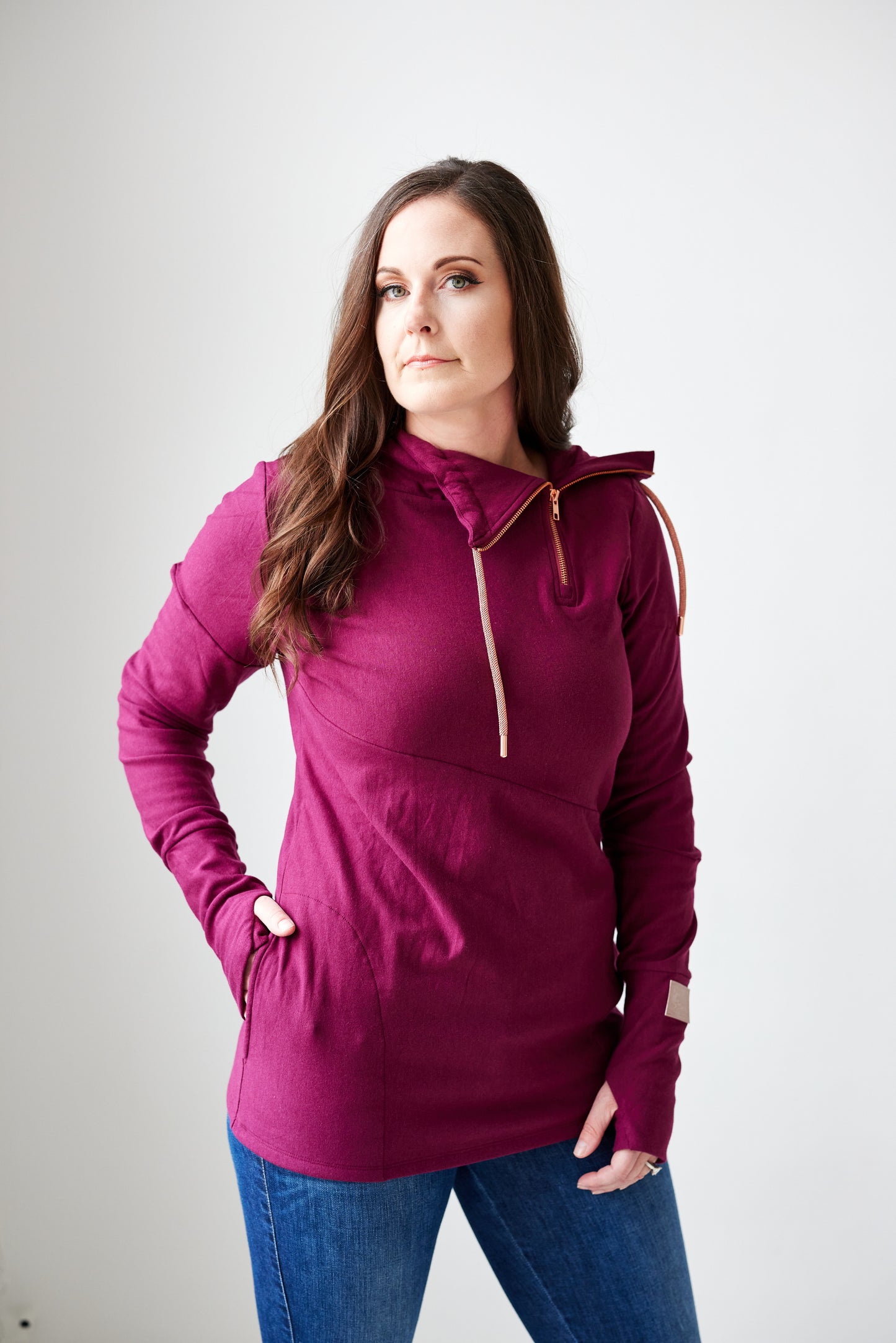 Pink Cement- 1/4 Zip- Merlot with Rose Gold