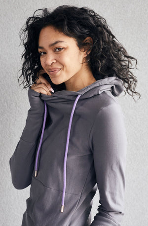 Pink Cement- Hoody- Grey with Purple